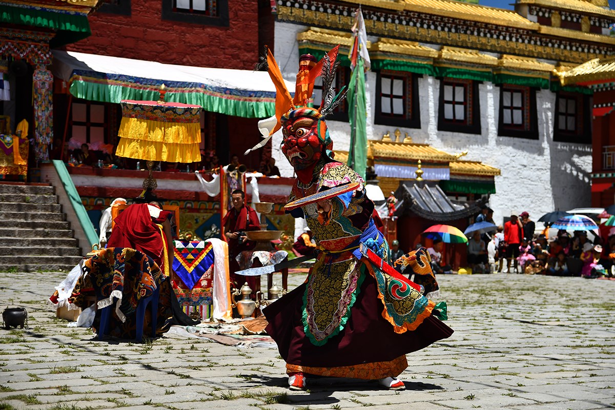 Mask Dance (Cham) Festival in Tagong Monastery